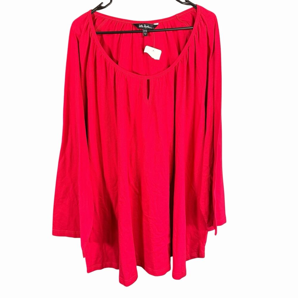 Ulla Popken Womens Top 36/38 Red Relaxed Comfortable Drapey Boxy Colorful NWT